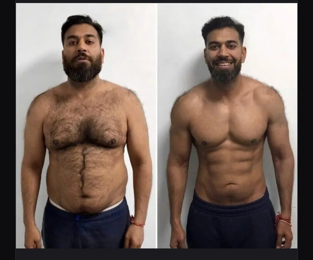 Rohan before and after: fat loss with visible muscle definition gained